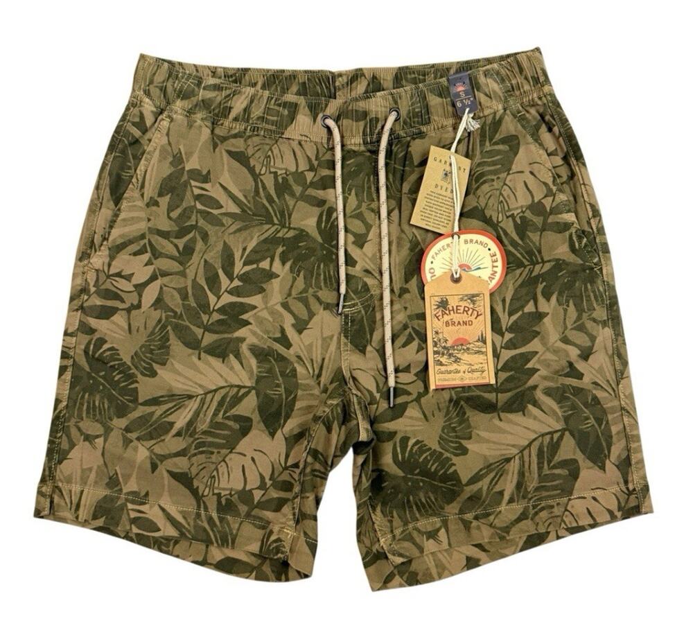 Faherty Shorts Mens Small Jungle Tropical Drawstring Pull On 6.5" Inseam NEW